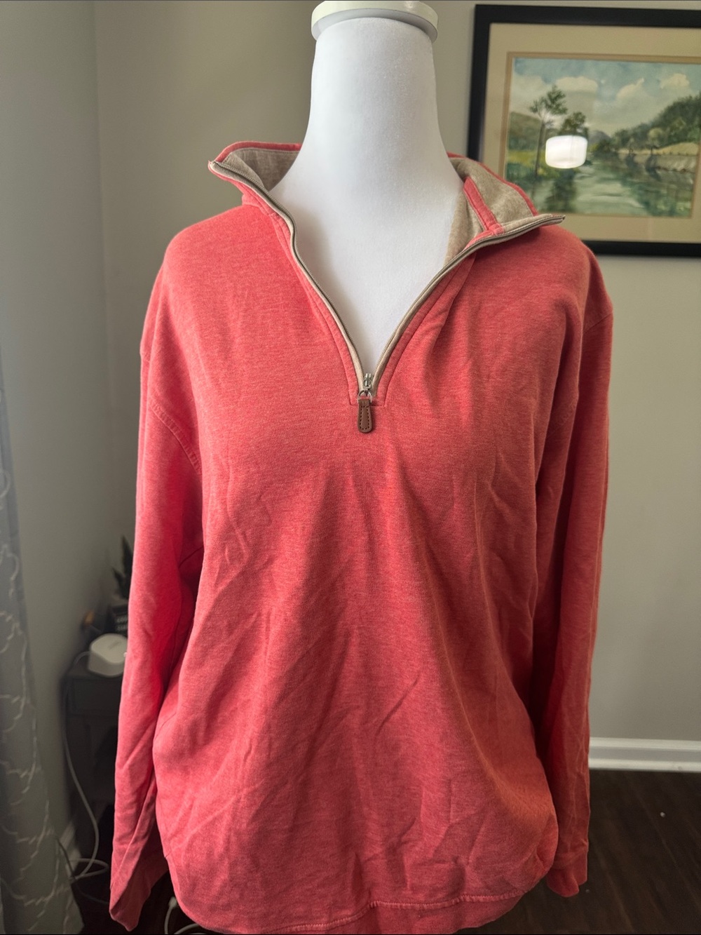 Coral Half-Zip Crewneck Pullover